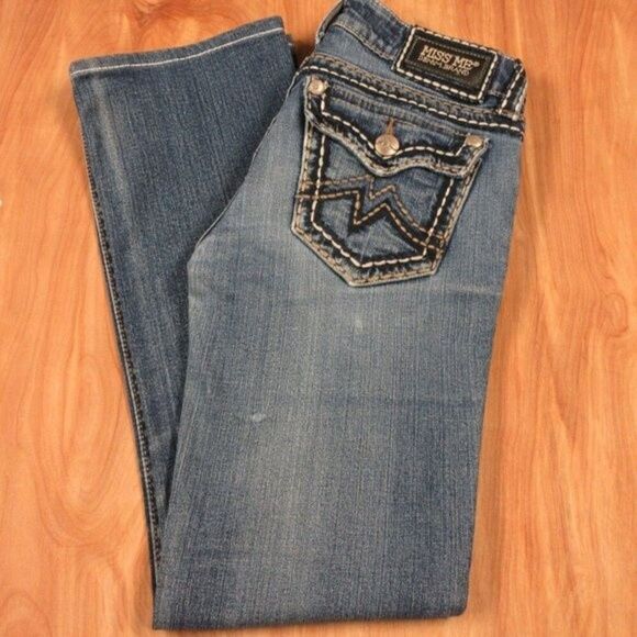 MISS ME Irene Boot Cut Embellished Jeans Womens Sz 28 (29) Wide Leg Flared Denim - Picture 1 of 16